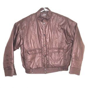 Members Only Bomber Jacket Brown Waist Length 40 L